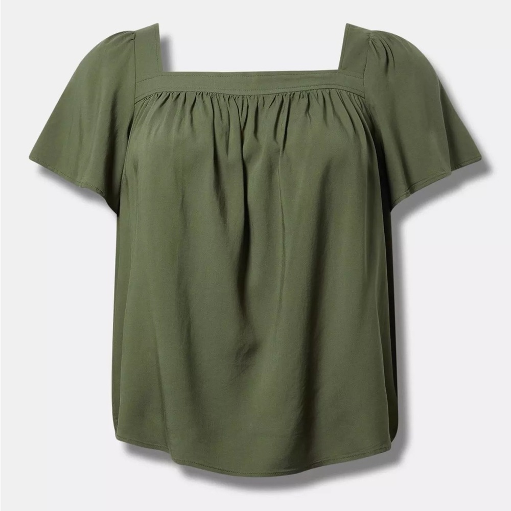 Torrid Green Smocked Short Sleeve Blouse